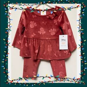 🎄Disney Jumping Beans | 2-piece Outfit | 9M | Rose Velour | Holiday Drop🎄